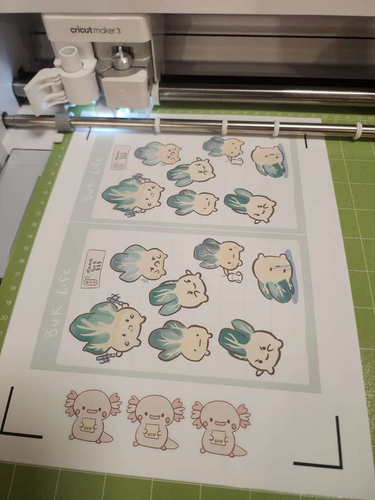 sticker sheet going through a cricut