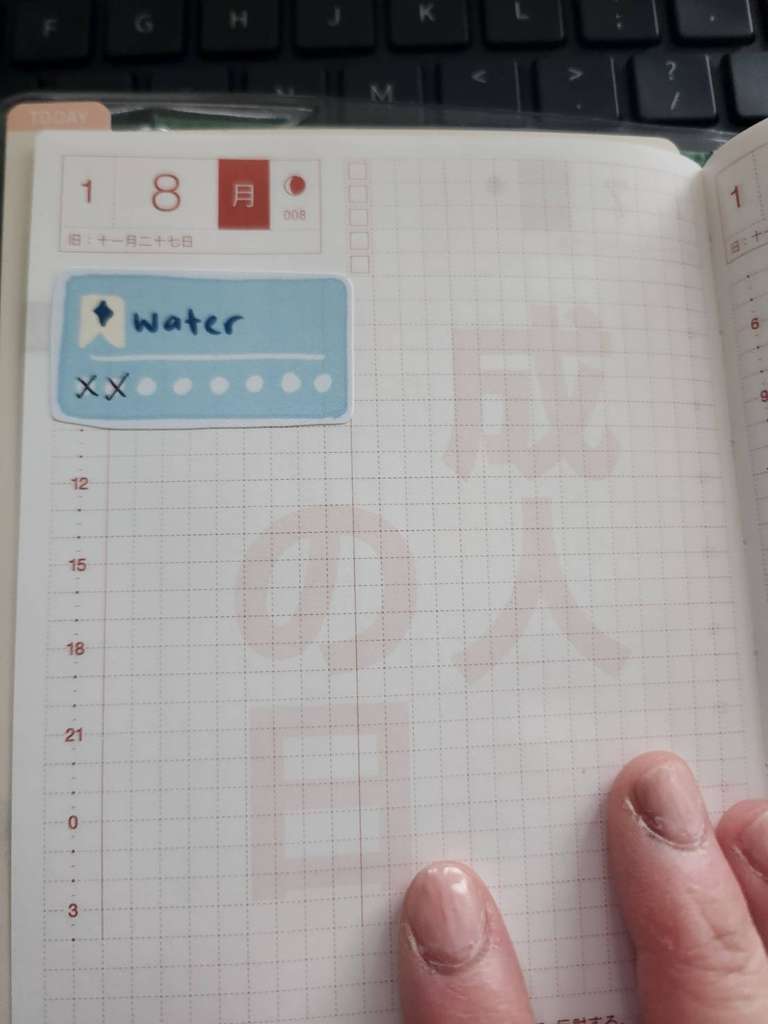 sticker on planner page